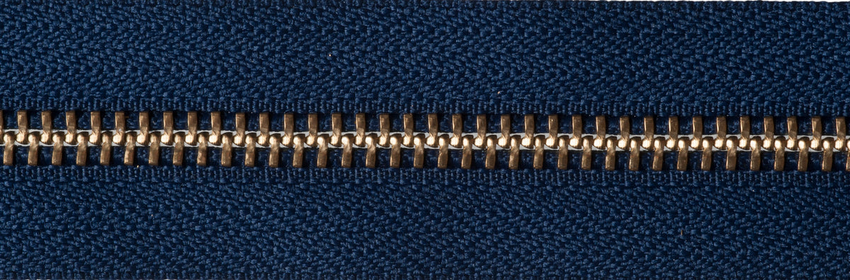 Navy YKK brass metal open end zip