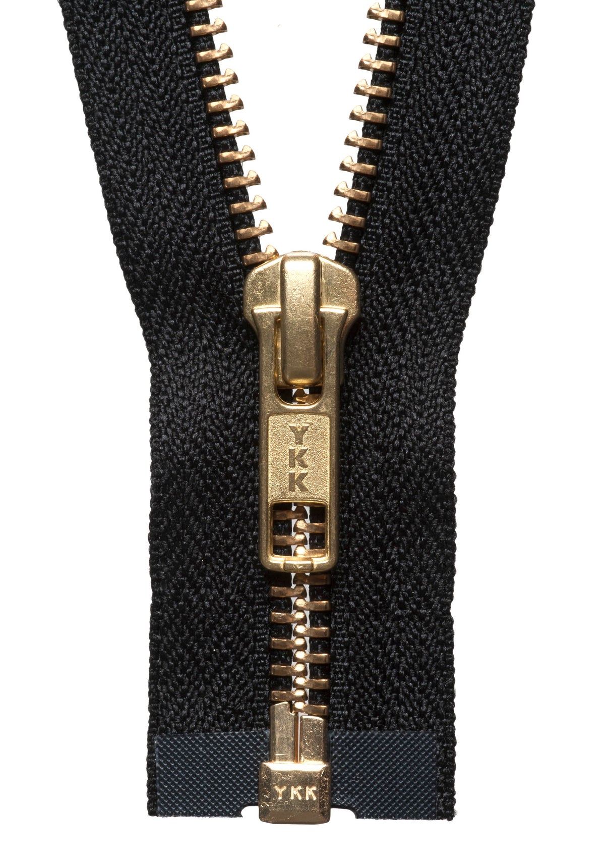 Black YKK brass metal open end zip