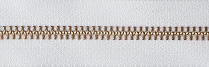White YKK brass metal open end zip, 51cm