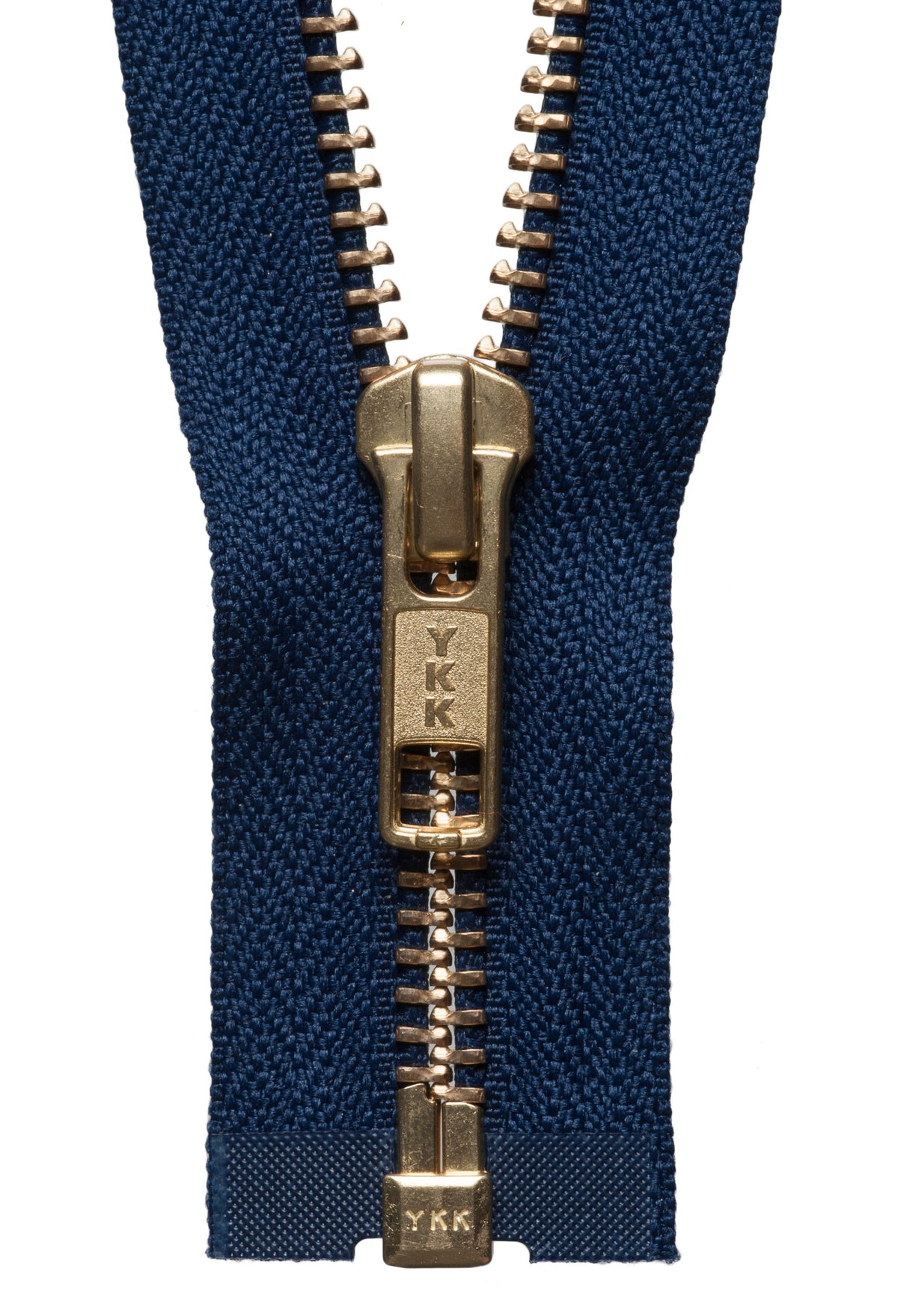 Navy YKK brass metal open end zip