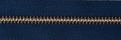 Navy YKK brass metal open end zip, 61cm