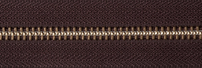 Brown YKK brass metal open end zip, 71cm
