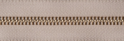 Beige YKK brass metal open end zip, 71cm