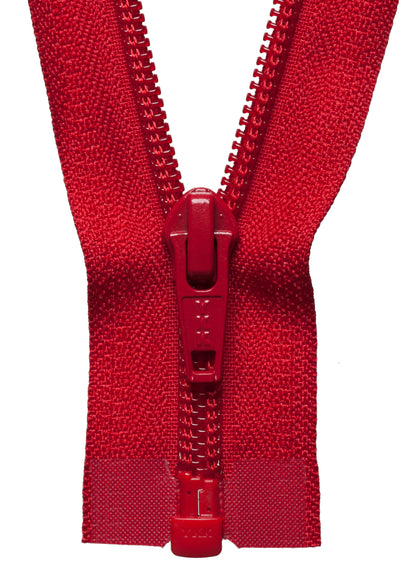 YKK 25cm red open-ended nylon zip