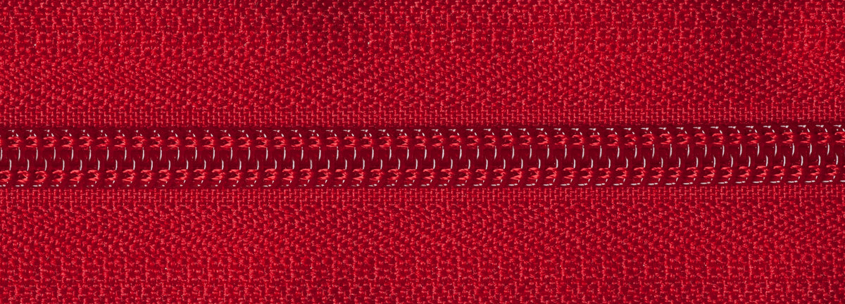 Red YKK nylon open end zip, 30cm long