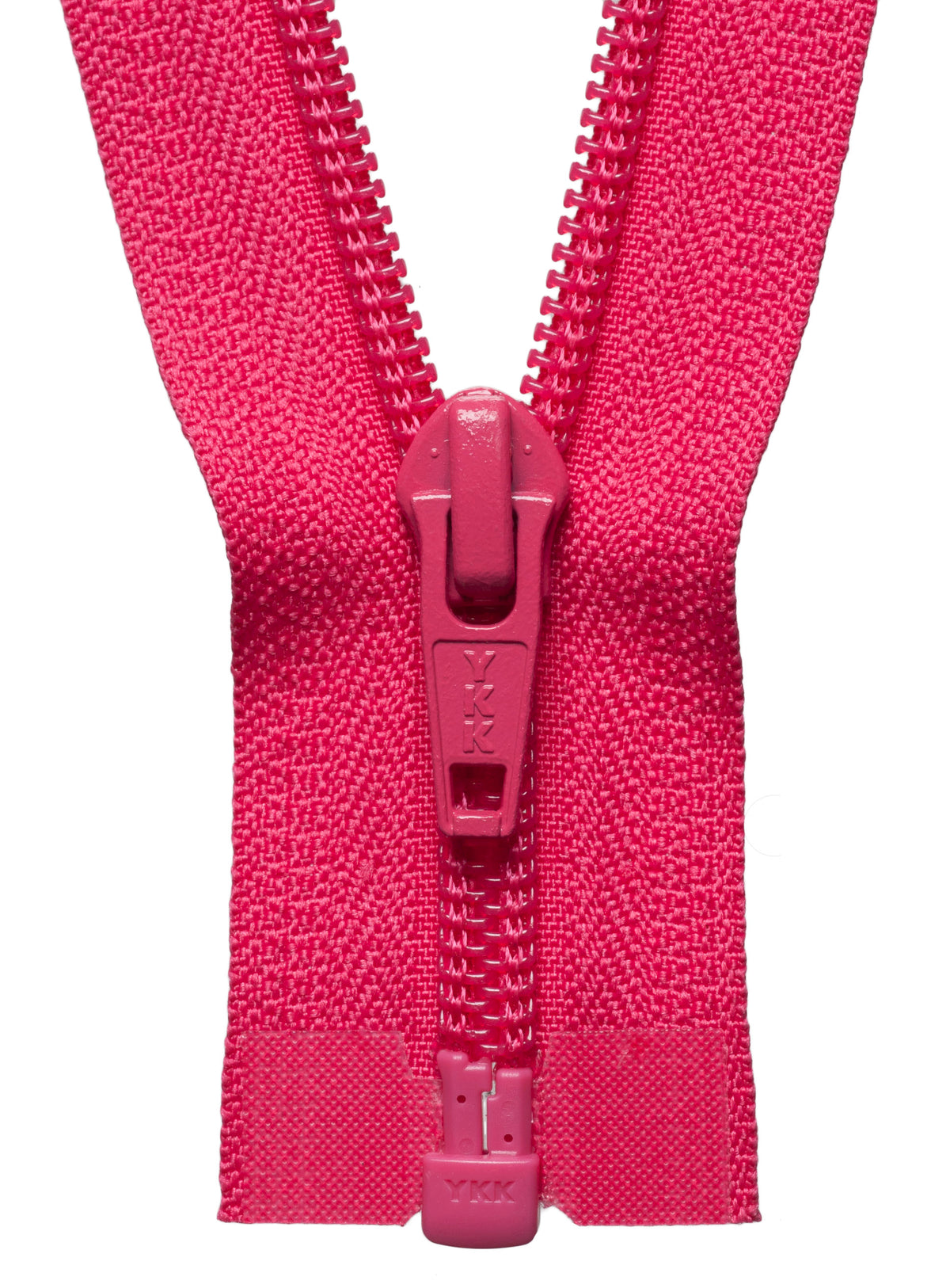 YKK shocking pink nylon open end zip, 41cm