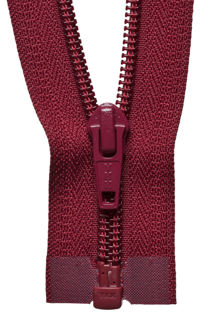 YKK dark wine nylon open end zip, 41cm