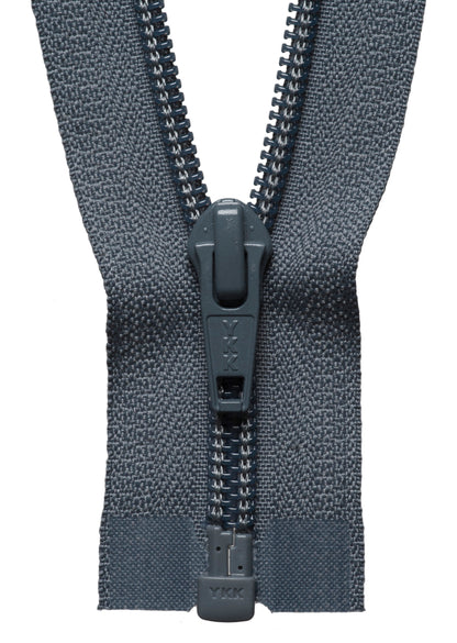 YKK dark grey nylon open end zip, 41cm