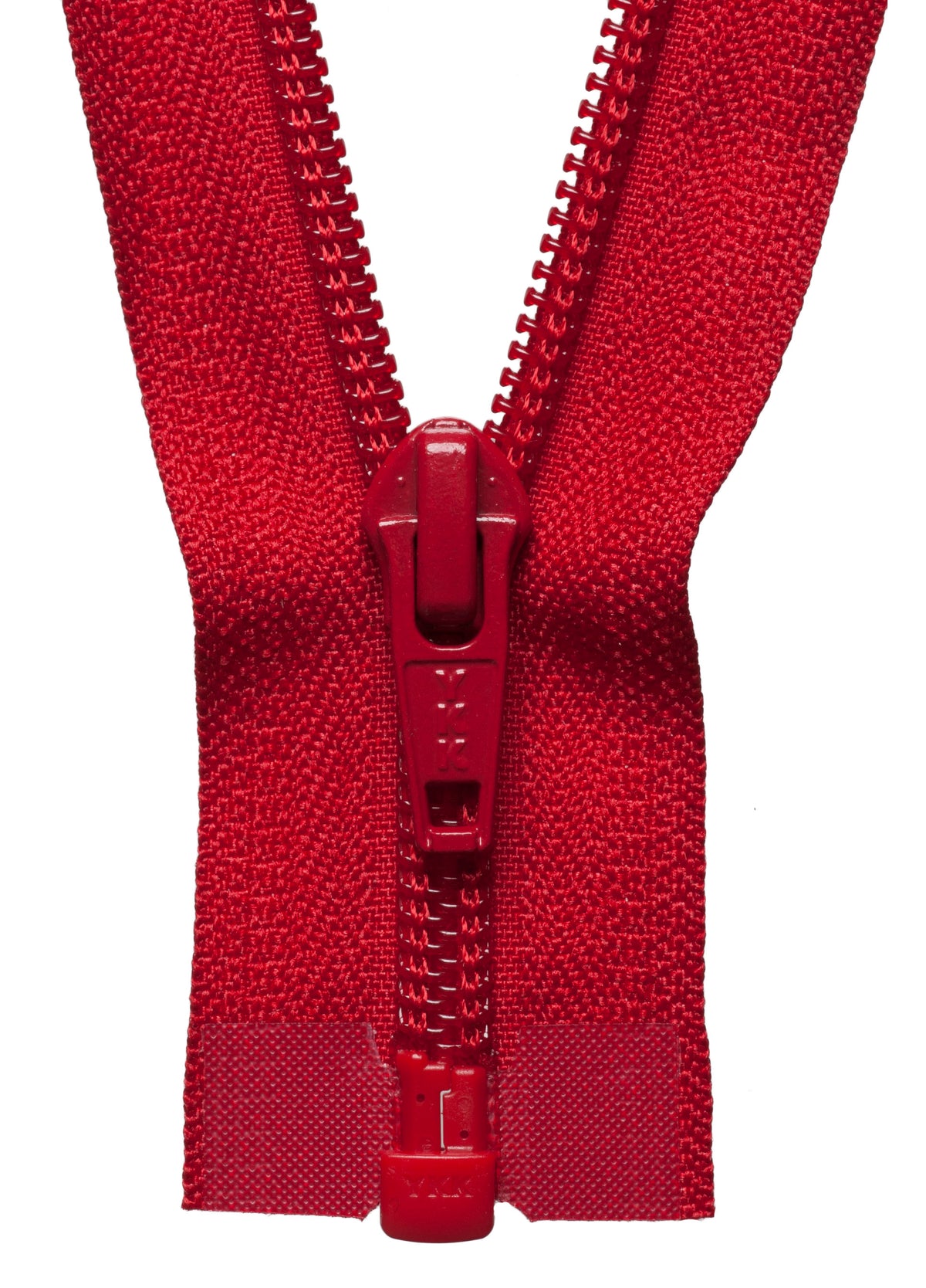 Red YKK nylon open end zip, 56cm