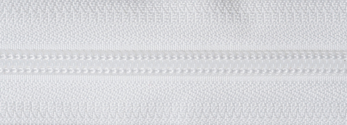 White YKK open end nylon zip, 66cm
