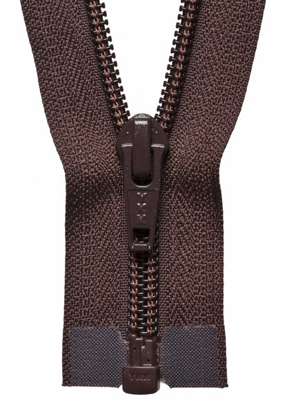 Brown YKK open end nylon zip, 66cm