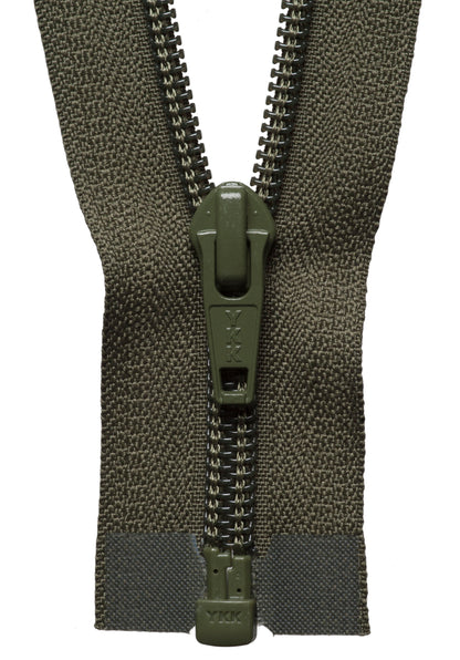 YKK khaki nylon open end zip, 71cm