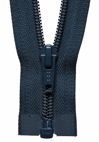YKK dark navy nylon open end zip, 76cm