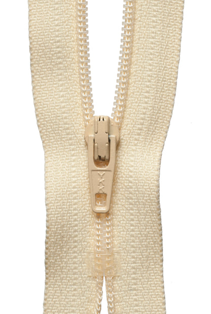 YKK 18cm nylon dress and skirt zip in chamois