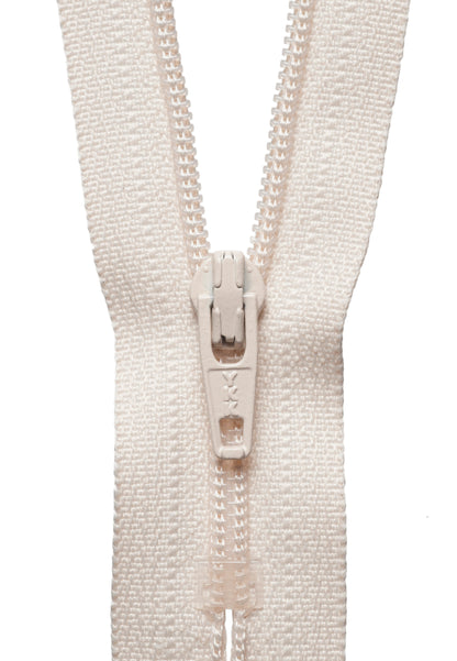 YKK 20cm nylon coil dress zip in mushroom