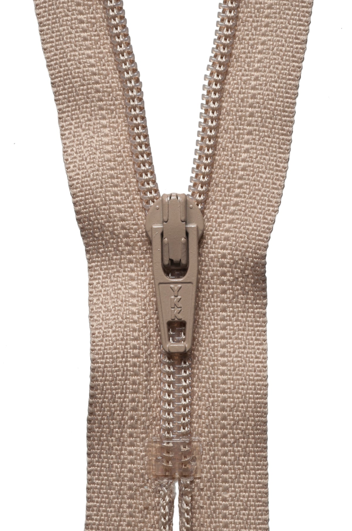 YKK 25cm nylon dress and skirt zip in fawn