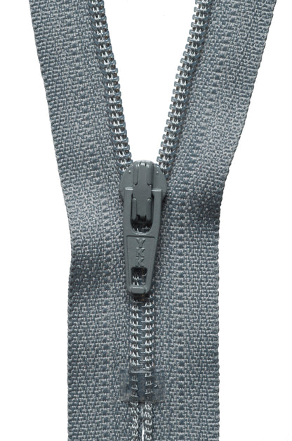 YKK 25cm nylon dress and skirt zip in mid grey