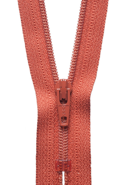 YKK 25cm nylon dress and skirt zip in rust