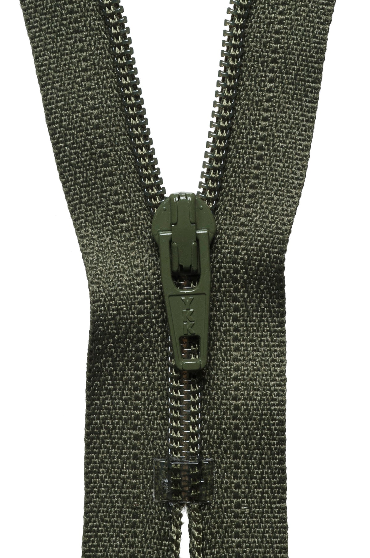 Khaki YKK nylon coil zip, 30cm