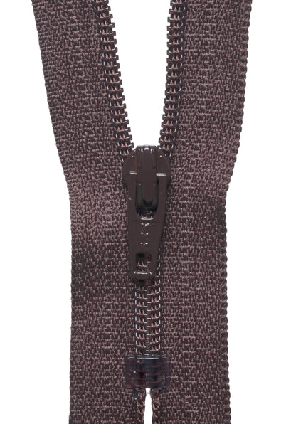 Brown YKK nylon coil zip, 30cm