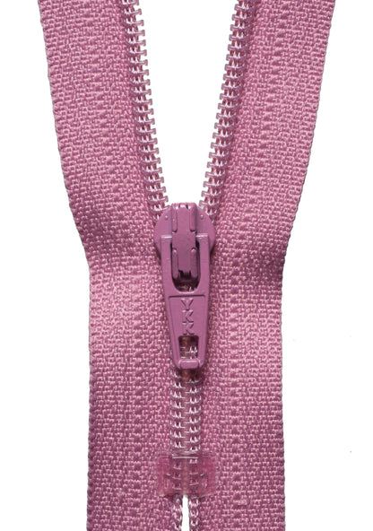 YKK dark dusky pink nylon coil dress and skirt zip, 36cm