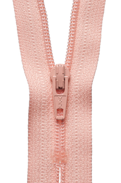 Peach YKK nylon coil dress zip, 36cm