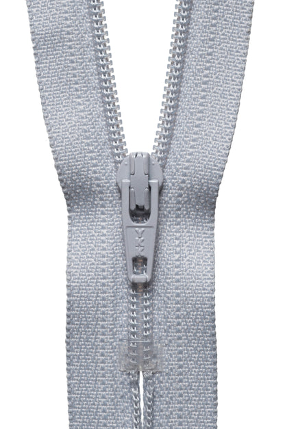 Silver YKK nylon coil dress zip, 41cm