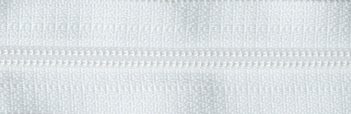 White YKK nylon coil dress zip, 41cm