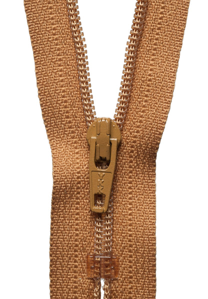Old Gold YKK nylon coil dress zip, 41cm