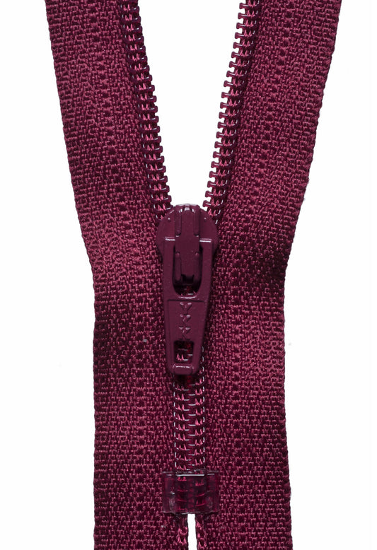 Wine YKK nylon coil dress zip, 41cm