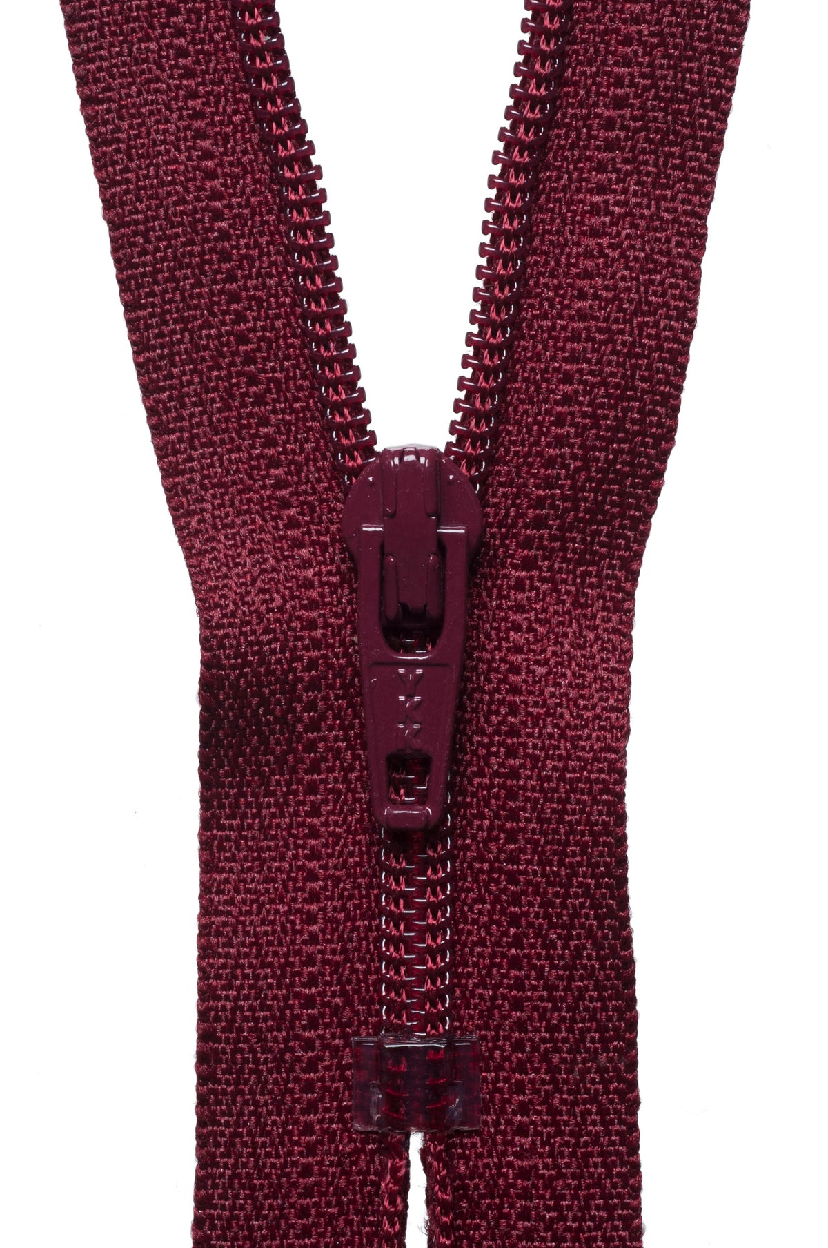 Dark Wine YKK nylon dress and skirt zip, 41cm