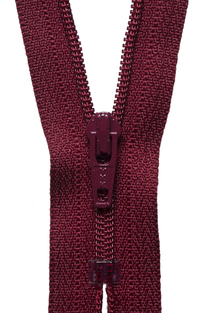 Dark Wine YKK nylon dress and skirt zip, 41cm