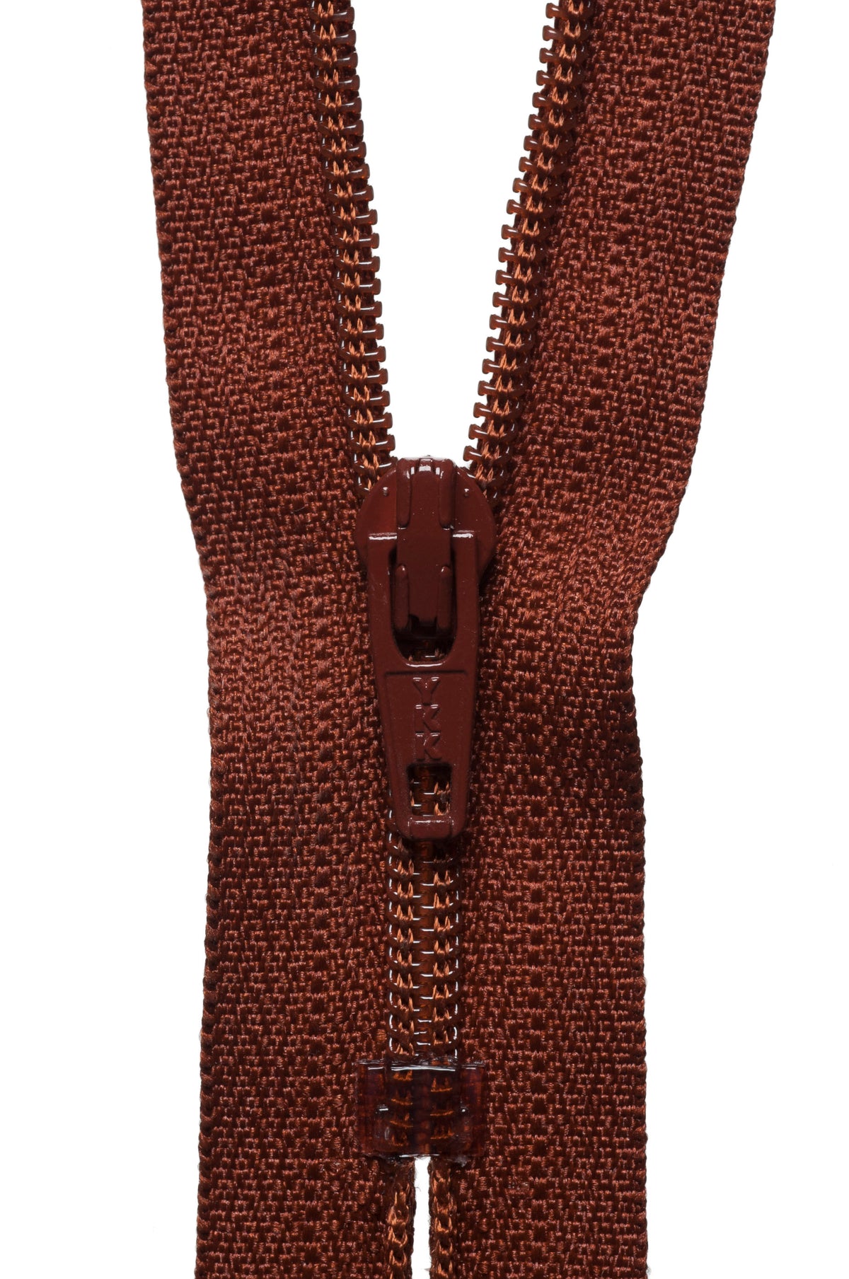YKK rich brown nylon dress zip, 51cm