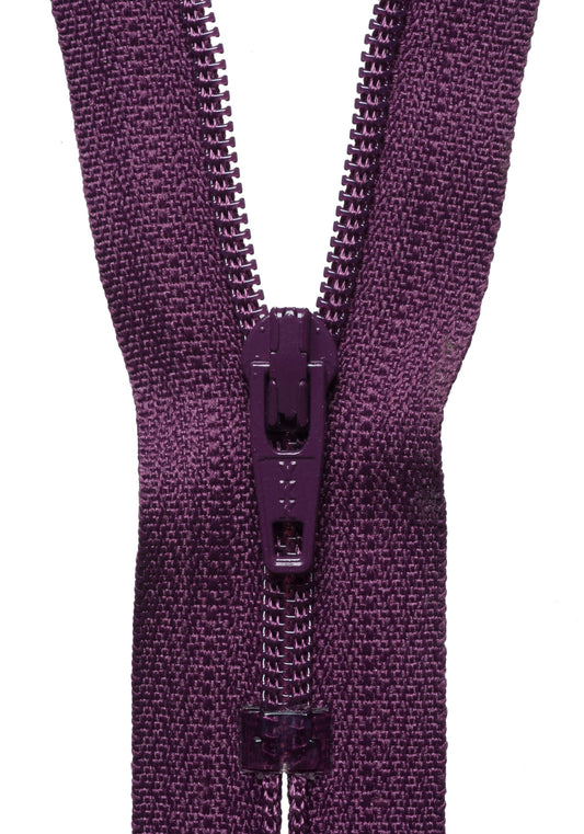 YKK dark berry nylon coil dress zip, 51cm
