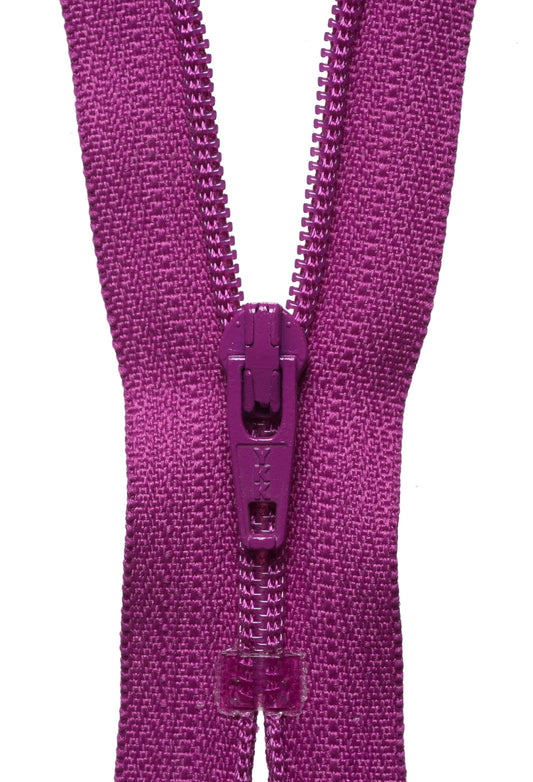 YKK dark fuchsia nylon coil dress zip, 51cm
