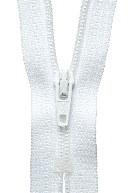 White YKK nylon coil zip, 51cm