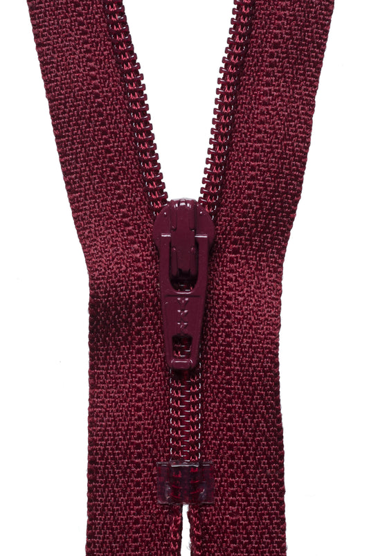 YKK dark wine nylon coil dress zip, 51cm