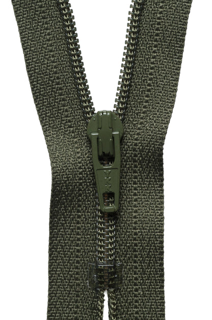 YKK khaki nylon dress zip, 51cm