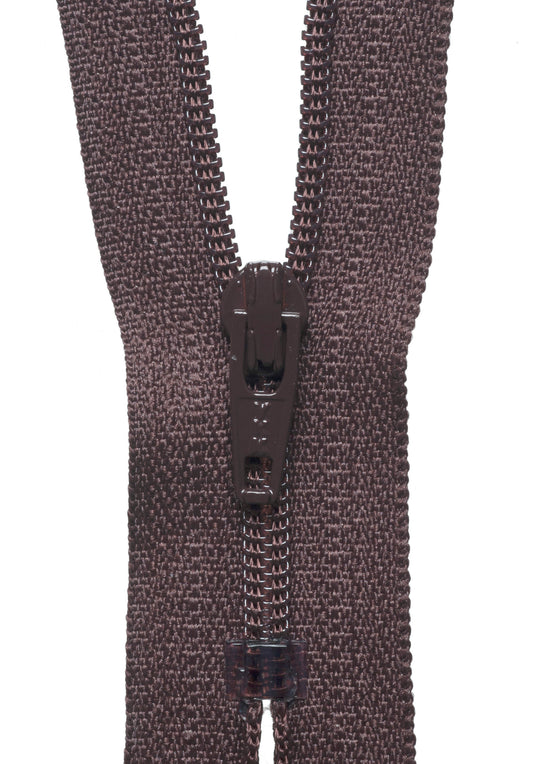 YKK brown nylon coil dress zip, 51cm