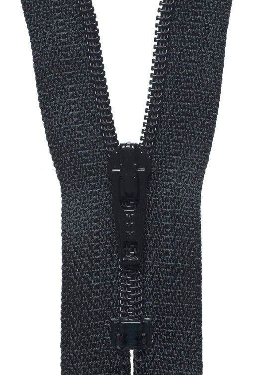 YKK black nylon coil dress zip, 51cm