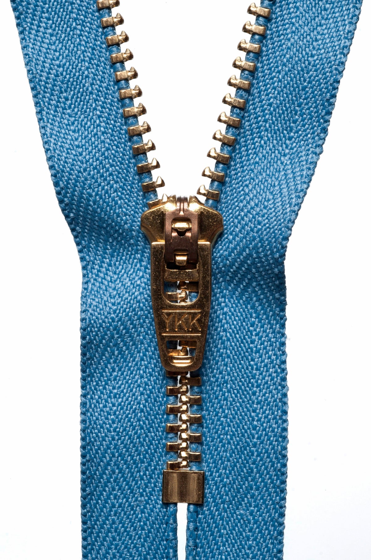 YKK brass jeans zip with airforce blue tape, 13cm