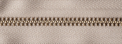 YKK brass jeans zip with beige tape, 13cm