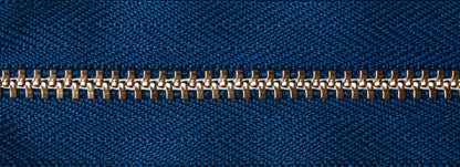 YKK brass jeans zip with royal blue tape, 15cm