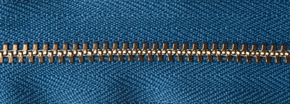 YKK brass jeans zip with slate blue tape, 15cm