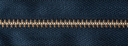 YKK brass jeans zip with dark navy tape, 15cm