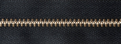 YKK brass jeans zip with black tape, 15cm