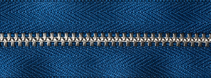 YKK metal trouser zip with royal blue tape, 15cm