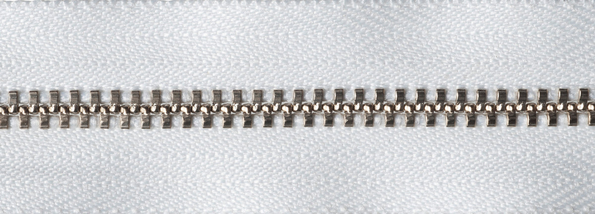 YKK metal trouser zip with white tape, 15cm