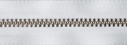 YKK metal trouser zip with white tape, 15cm
