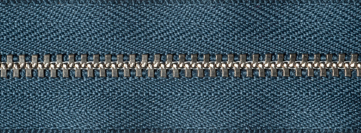 YKK metal trouser zip with charcoal tape, 15cm
